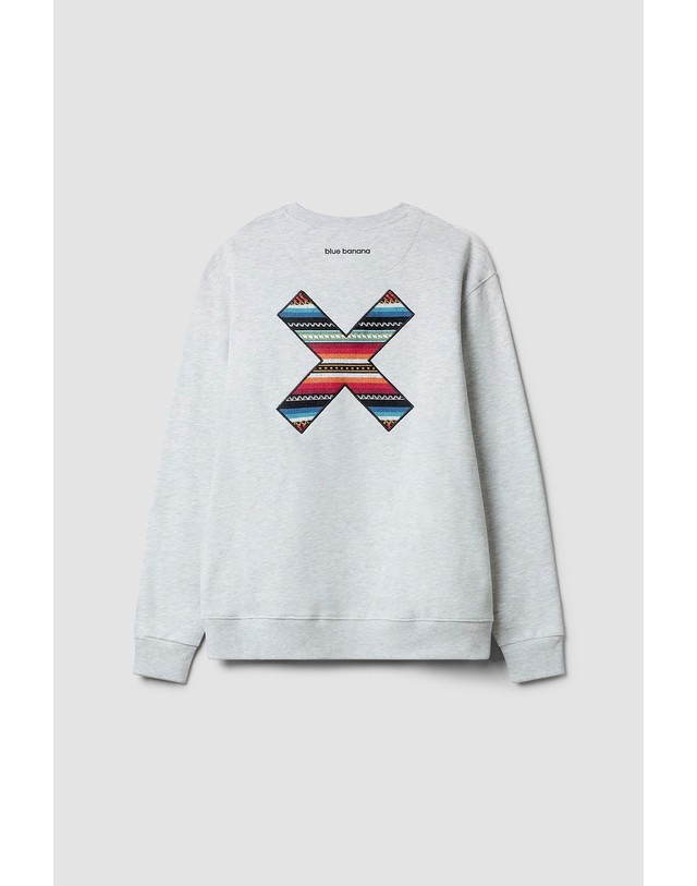 블루 바나나 블루바나나 클래식 자수 라운드넥 긴팔 맨투맨 SS25UG021CLAGY07 LIGHT GREY MELANGE 그레이 착용컷