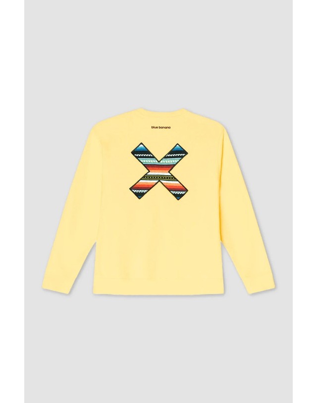 블루 바나나 블루바나나 클래식 자수 라운드넥 긴팔 맨투맨 AW25UG021CLAYL03 LIGHT YELLOW 노랑 착용컷