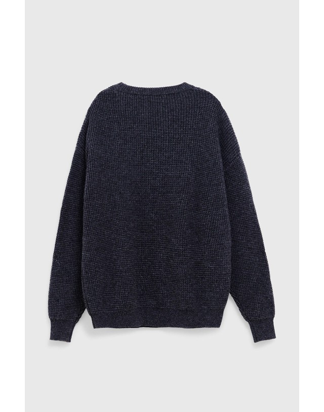 블루 바나나 블루바나나 와플 라운드넥 니트 스웨터 AW26MG029WFEGY01 ANTHRACITE 그레이 착용컷