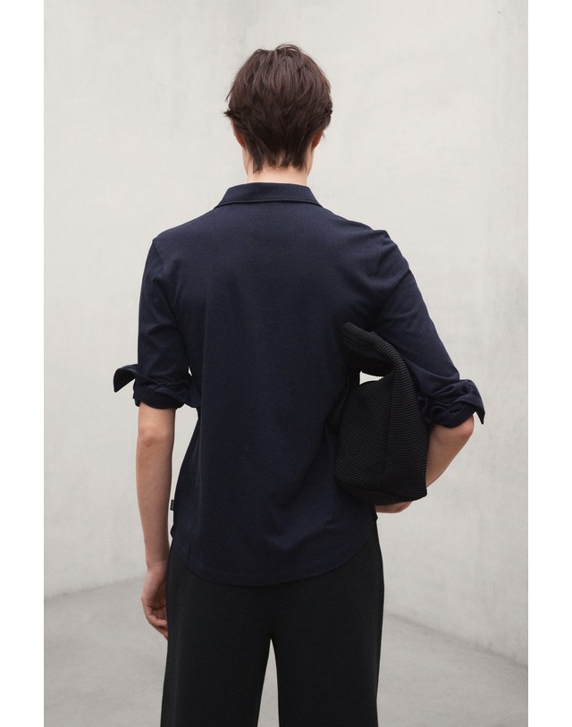 블루 바나나 에코알프 레귤러핏 버튼다운 긴팔 셔츠 MCWGASRLASA00824W26 DEEP-NAVY 네이비 착용컷