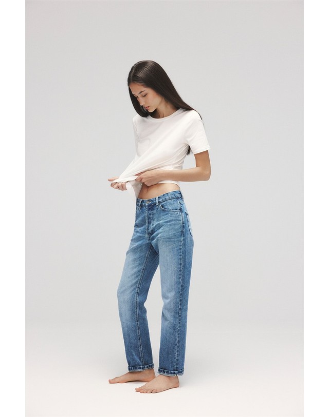 블루 바나나 에코알프 스트레이트 워시드 데님 청바지 MCWGAPADAKOT1005S26 LIGHT-DENIM 착용컷