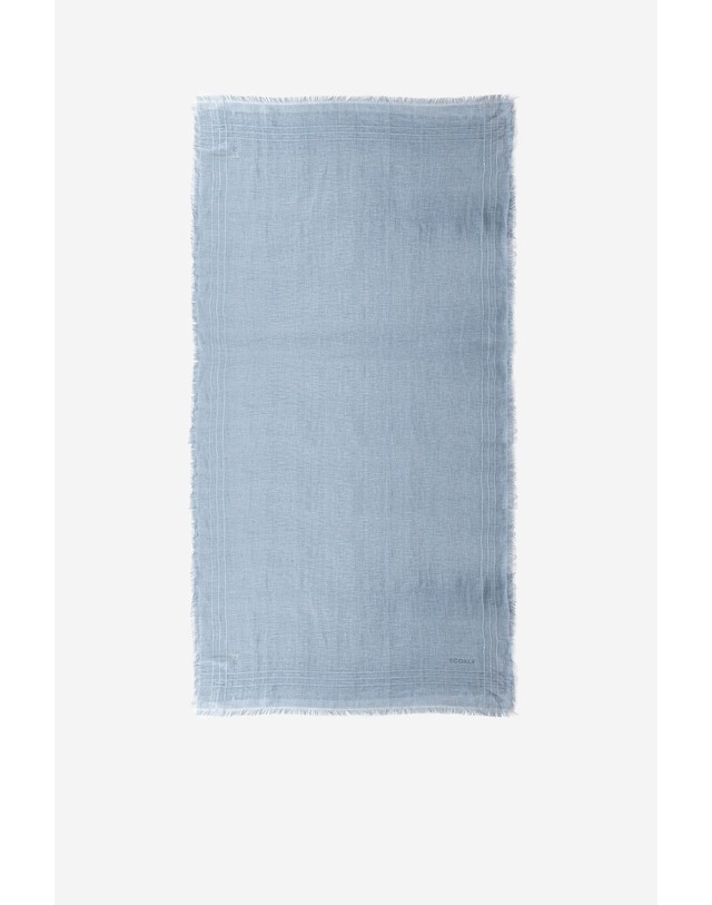 블루 바나나 에코알프 프레이드 코튼 스카프 MCWACSFFITZB0798S26 BLUE-DENIM 착용컷