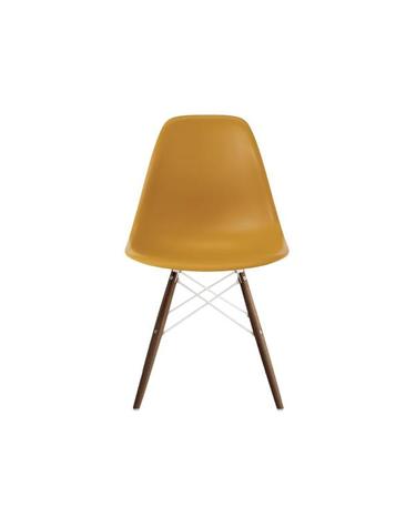 허먼밀러 임스 몰디드 플라스틱 사이드 체어 (다웰 베이스) 딥옐로우셸 월넛 다웰 베이스 Eames Molded Plastic Side Chair - Dowel Base