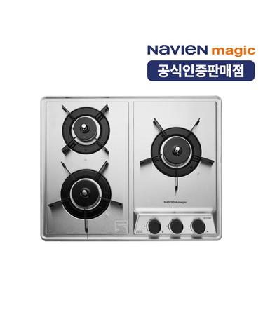 [나비엔 매직] 3구 빌트인 가스레인지 쿡탑 550장용 전원타입 LNG용 GRB-4003NA