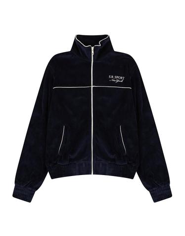 [Sporty & Rich] 스포티앤리치 SR 스포츠 벨루어 트랙 재킷 네이비 / SRD4OJ0001NV