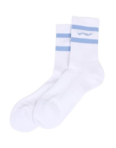 [Sporty Rich] 스포티앤리치 세리프 로고 스트라이프 삭스 화이트 / SRD5SC0001WH
