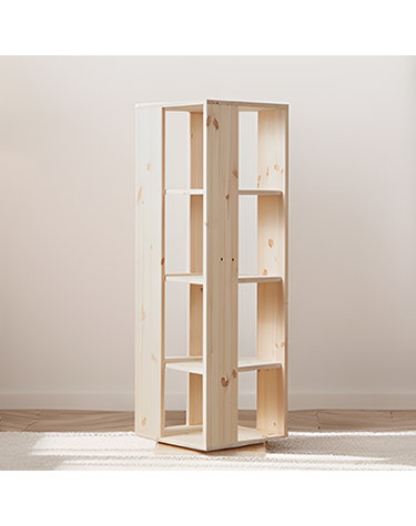 회전책꽂이 회전형책장 회전식 원형 만화책 400x400x1275mm, 4단, 레드파인원목