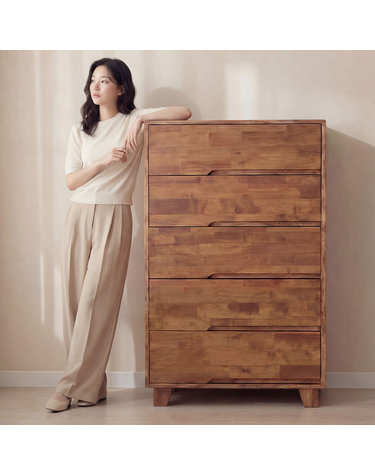 카미 안방서랍장 900 원목 넓은서랍장 850x500x1350mm, 5단, 월넛-850 5단