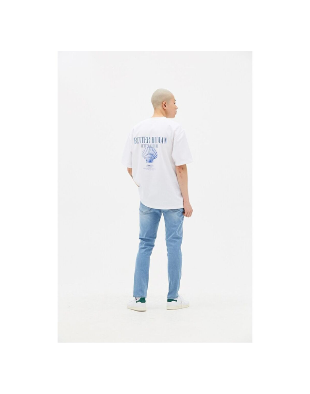 플랙 플랙 (PLAC) 22SS 남녀공용 의류 쿨 노이 커츠 K42 라이트 워시드 라이트 블루 (PJTT2NKK425LI1) 착용컷