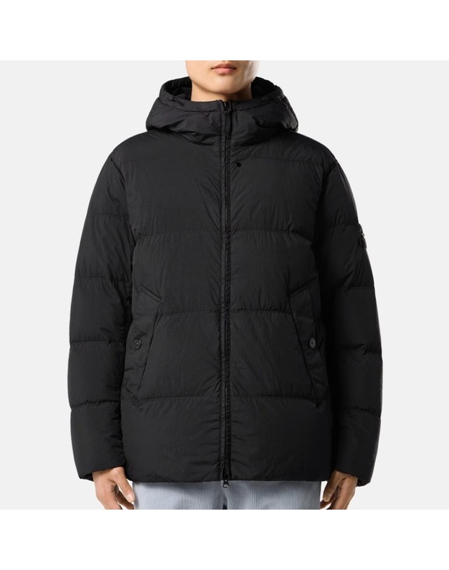 스톤아일랜드 스톤아일랜드 26FW 크링클 랩스 후드 다운 자켓 패딩 블랙 L2S1541000 37S0A23 V0029 착용컷