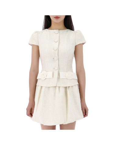 [명품] 25SS 셀프포트레이트 부클 보우 디테일 미니 원피스 RS25033SC CREAM