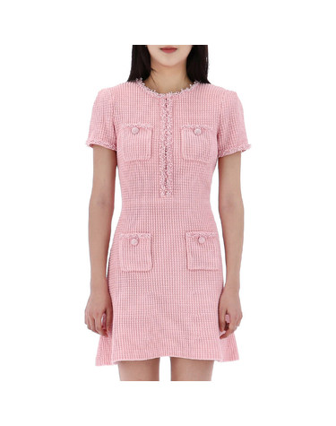 [명품] 25SS 셀프포트레이트 텍스처 니트 미니 원피스 RS25087SAP PINK