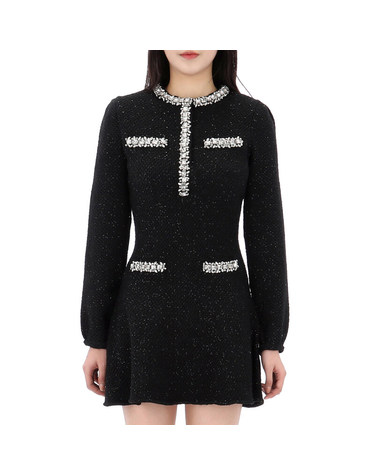 [명품] 25SS 셀프포트레이트 시퀸 니트 미니 원피스 RS25035SB BLACK