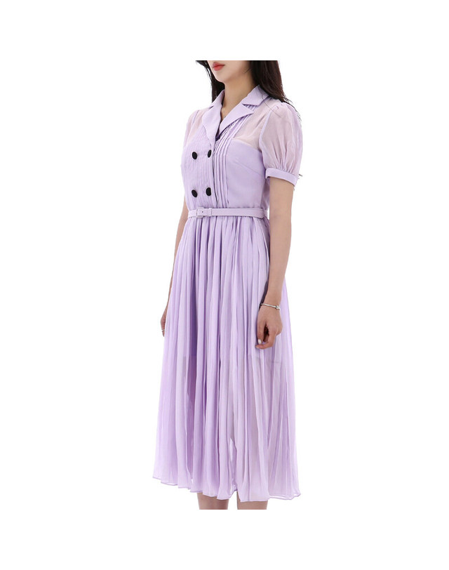 셀프포트레이트 [명품] 셀프포트레이트 라일락 쉬폰 미디 원피스 PF23077ML PURPLE 밝은 퍼플 착용컷