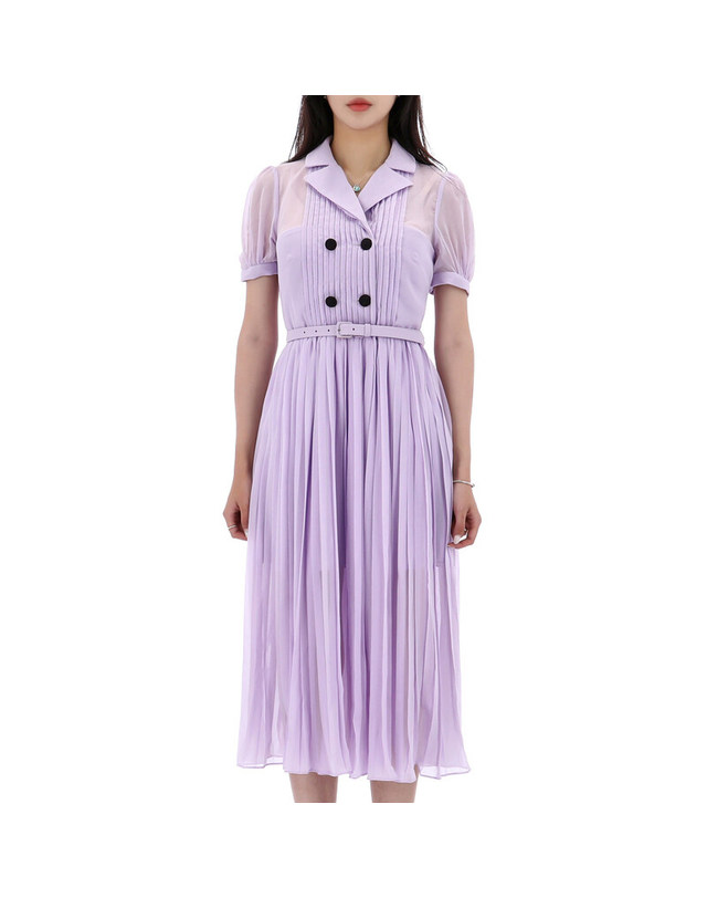 셀프포트레이트 [명품] 셀프포트레이트 라일락 쉬폰 미디 원피스 PF23077ML PURPLE 밝은 퍼플 착용컷