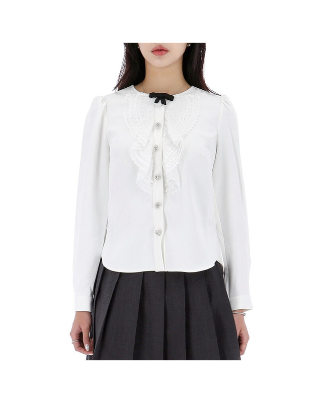 셀프포트레이트 [명품] 셀프포트레이트 레이스 BIB 셔츠 PF23044TW WHITE 그레이 착용컷