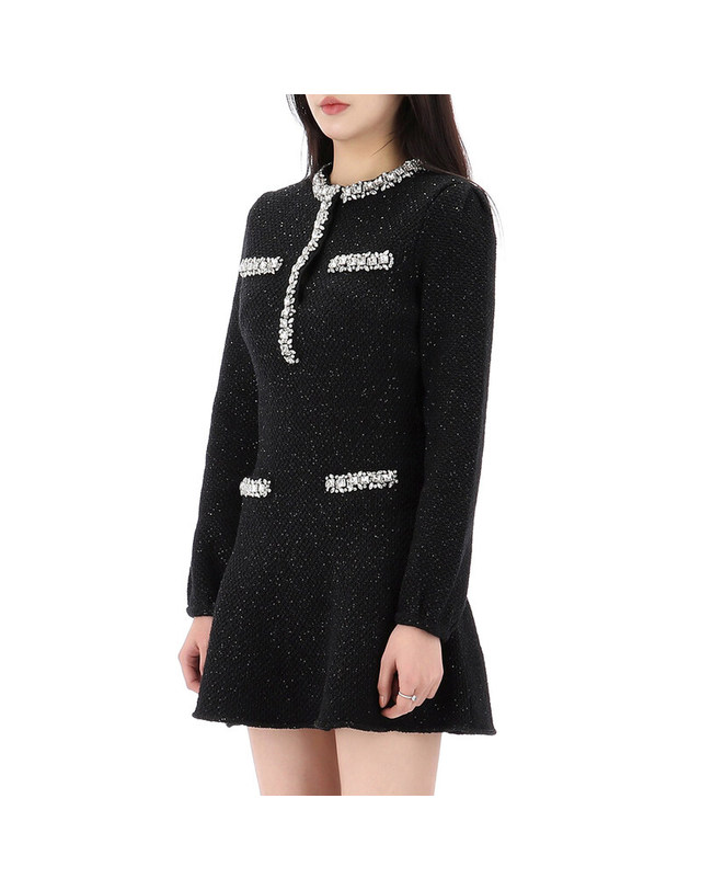 셀프포트레이트 [명품] 25SS 셀프포트레이트 시퀸 니트 미니 원피스 RS25035SB BLACK 진한 그레이 착용컷