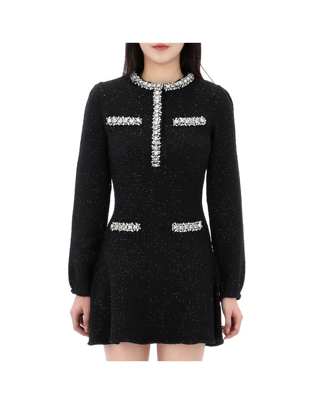 셀프포트레이트 [명품] 25SS 셀프포트레이트 시퀸 니트 미니 원피스 RS25035SB BLACK 진한 그레이 착용컷