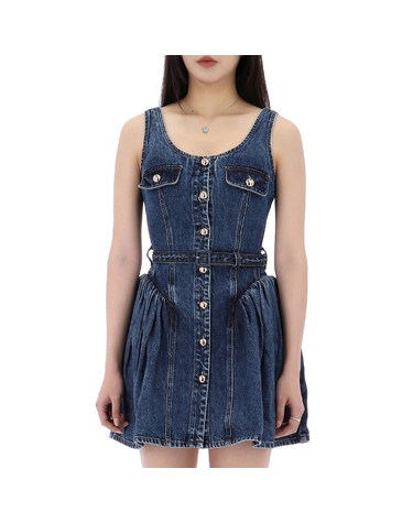 [명품] 셀프포트레이트 플레어 데님 미니 원피스 RS25800SBL BLUE