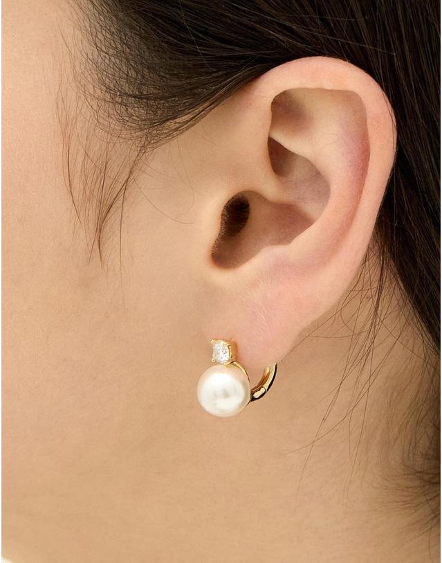 이에르 로르 H에디션 실버(Y) 모이사나이트 진주 원터치 귀걸이 10mm HL4E55418Y9XXX 착용컷