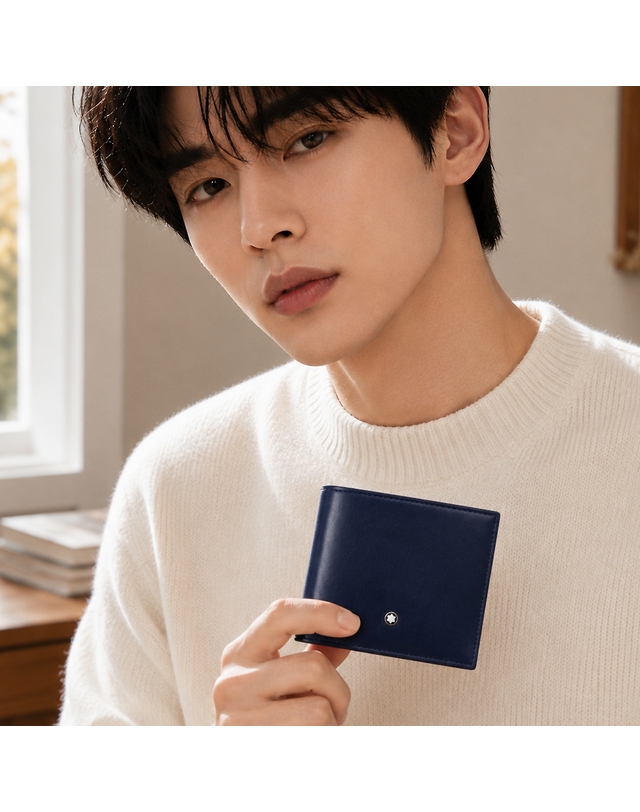 몽블랑 몽블랑 마이스터스튁 잉크블루 남성 반지갑 6cc MB131692 착용컷