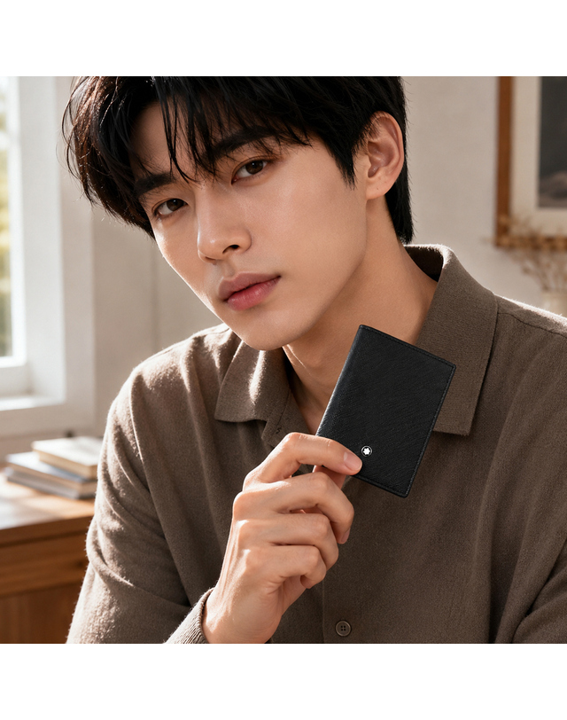 몽블랑 몽블랑 사토리얼 4cc 블랙 남성 미니 반지갑 MB132666 착용컷
