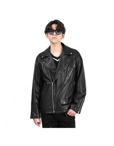 Leather biker jacket (Black)