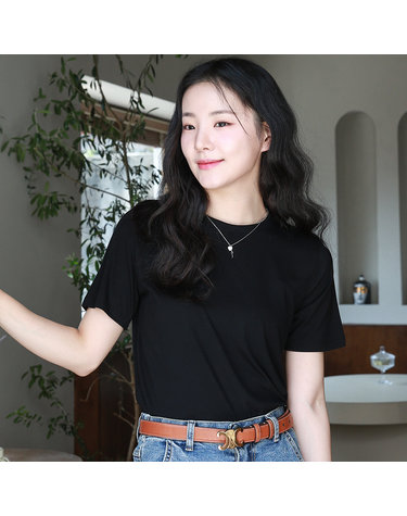 심플 라운드 모달 일자핏 반팔 티셔츠 10 color