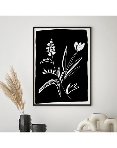 미드 센추리 모던 액자 Scratch Flower Black