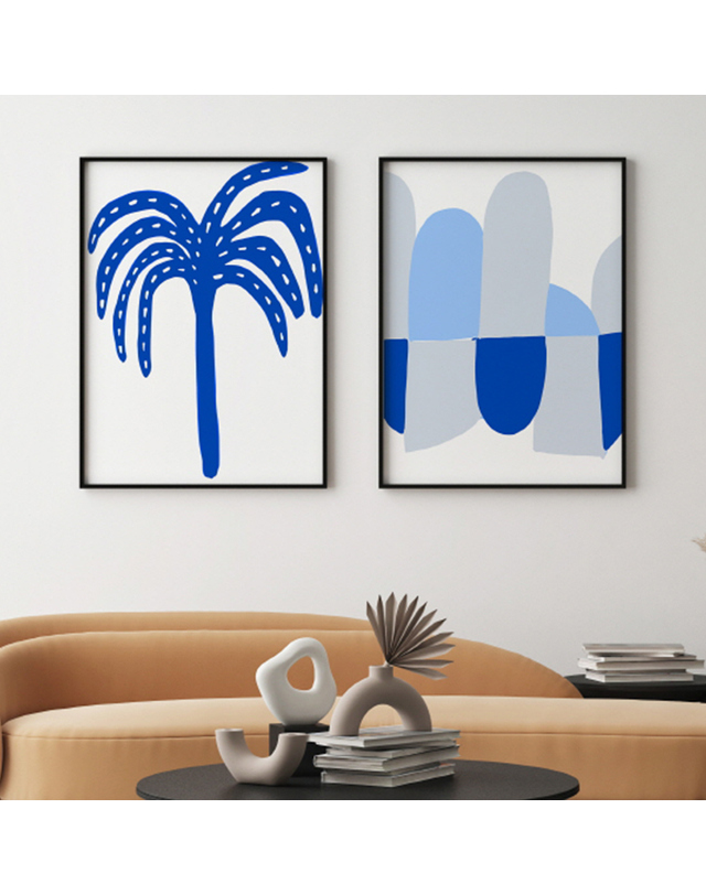 림드 미드 센추리 모던 액자 Blue Hawaii Palm 착용컷