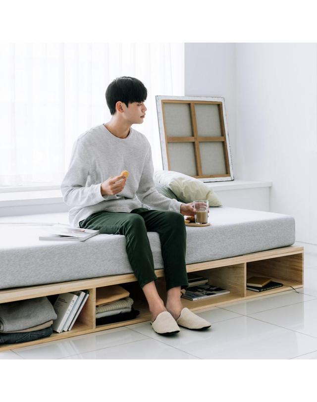 프로젝트슬립 퀸 매트리스 침대 방수커버 그레이 착용컷