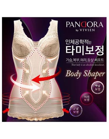 [판도라by비비안]플라워레이스 바디쉐이퍼 / 치마형 올인원 bt3728