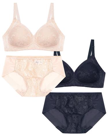 [판도라by비비안] 플라워 레이스 풀컵 노와이어 몰드 브라팬티세트 bp7172