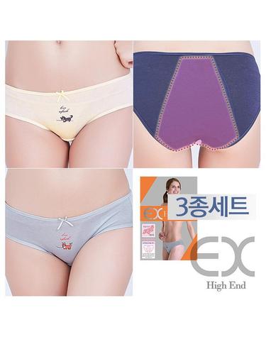 [이엑스이너]면스판 미디 삼각 위생팬티 3종세트 EWP315