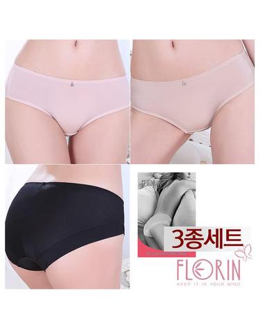 [플로린]노라인 햄 미디 삼각팬티 3종세트 FWP510