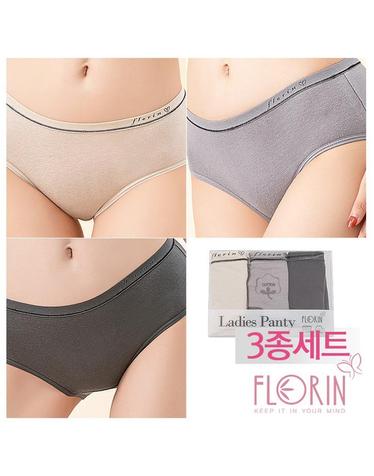 [이엑스이너] 플로린 면스판 데일리 미디 삼각팬티 3종세트 FWP610