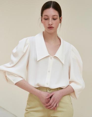 YAN COLLAR PUFF BLOUSE_CREAM