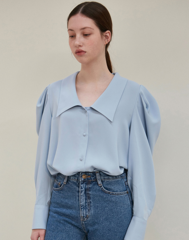 얀13 YAN COLLAR PUFF BLOUSE_CREAM 착용컷