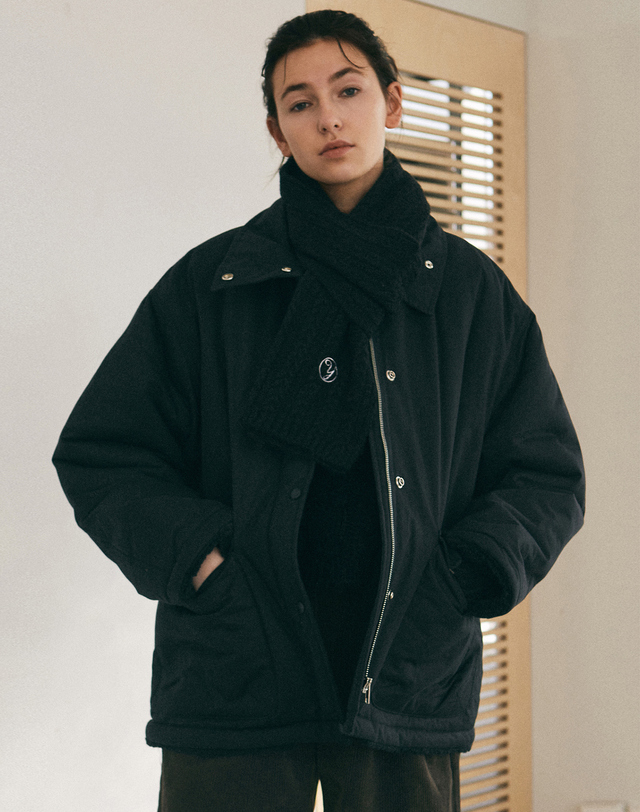 얀13 BOA FLEECE PADDING JACKET_BLACK 착용컷