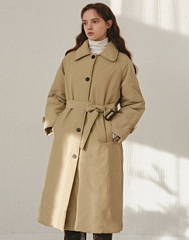 RAGLAN STRAP TRENCH PADDING_BEIGE