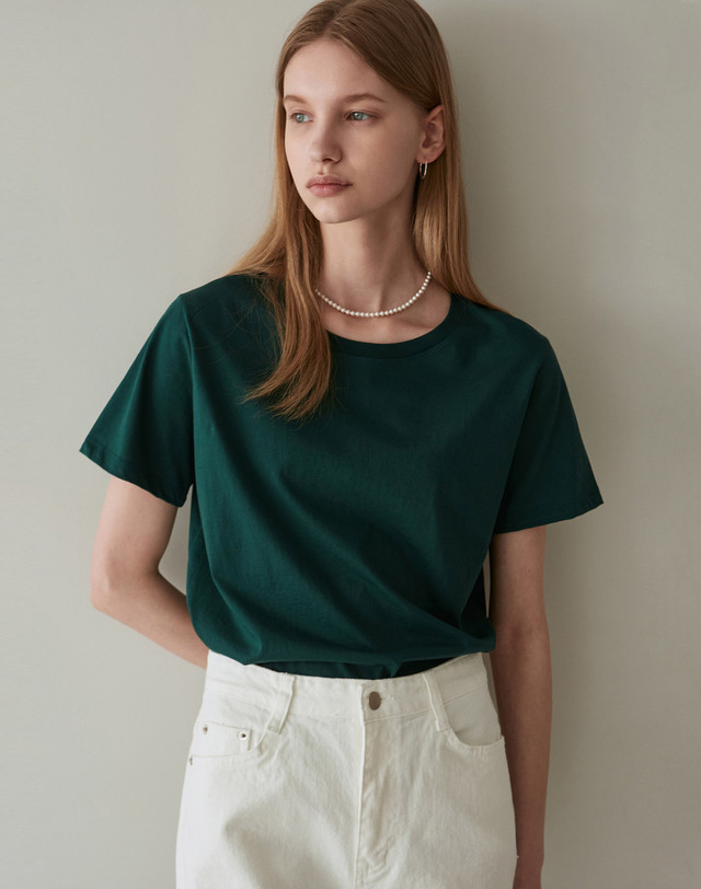 얀13 SILKET COTTON T-SHIRTS_GREEN 착용컷