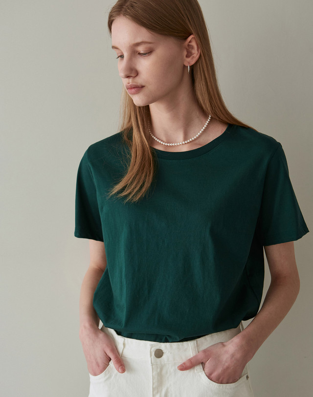 얀13 SILKET COTTON T-SHIRTS_GREEN 착용컷