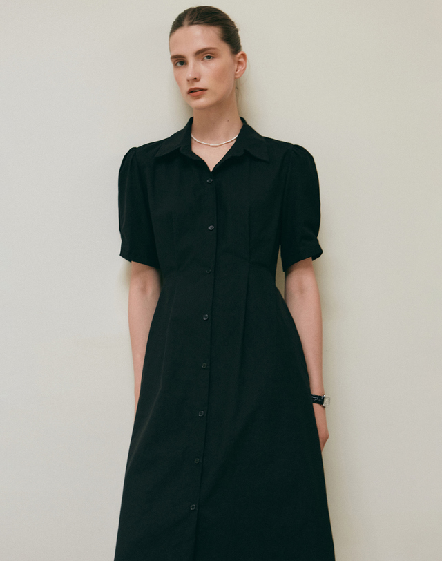 얀13 PUFF SLEEVE SHIRT OPS_BLACK 착용컷