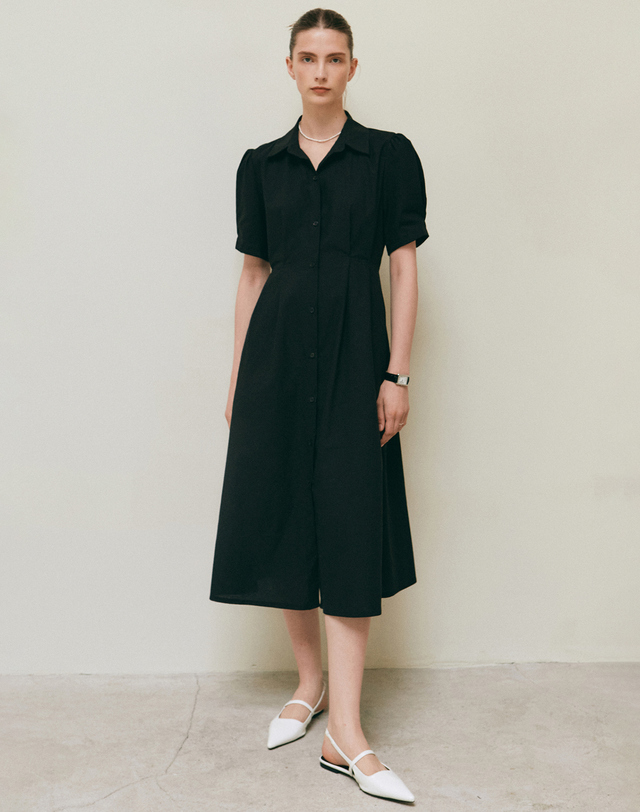 얀13 PUFF SLEEVE SHIRT OPS_BLACK 착용컷