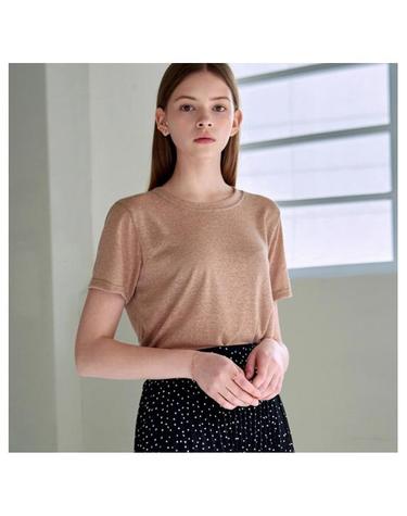 LINEN ROUND HALF T_BEIGE