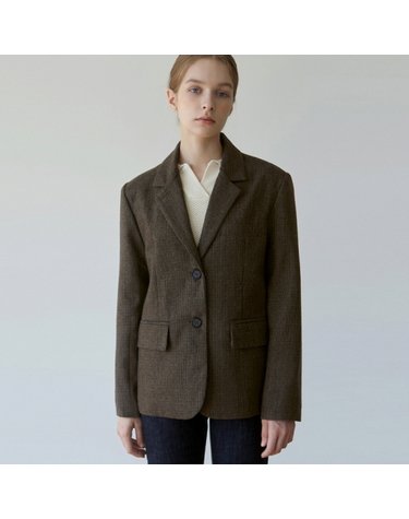 WOOL CHECK JACKET_KHAKI BROWN