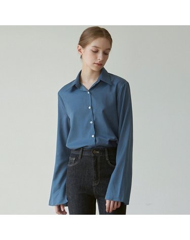 SILKY COLLAR SHIRT_BLUE