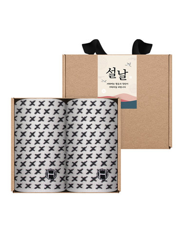 송월타월 명절 설날 새해 신년 핸드타올 크라프트세트(엑스고리2p+스티커)