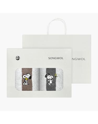 [송월타올] 스누피 멜로우 스트라이프 2매 선물세트(쇼핑백) 기념수건 답례품