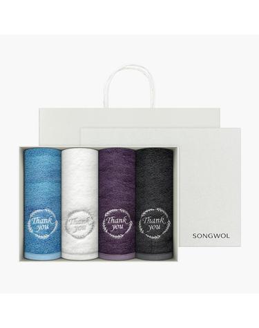 송월타올 땡큐 180g 뱀부얀 호텔수건 4매 선물세트(쇼핑백) 기념수건 답례품